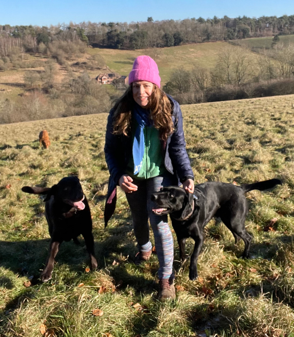 Dog walker Lucy Melzer in Henley countryside